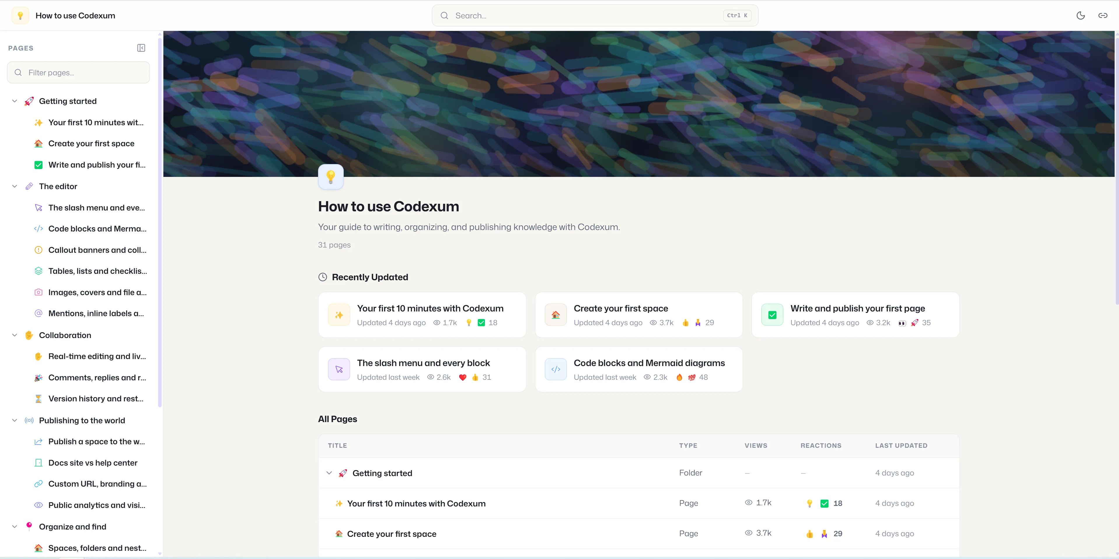 A published Codexum docs site
