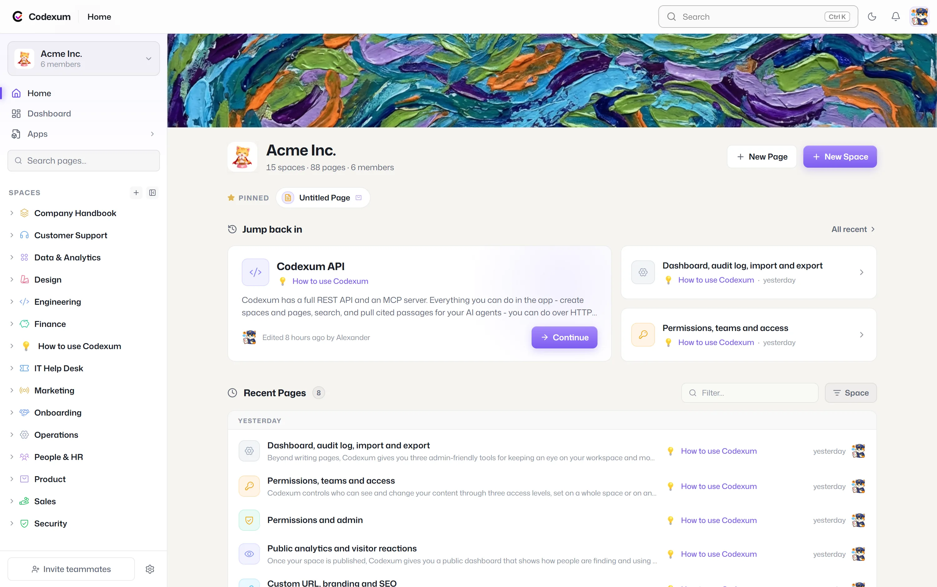 Codexum - a team docs workspace
